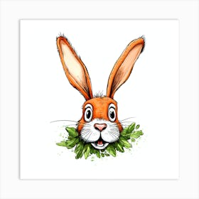 Rabbit With Greens Art Print