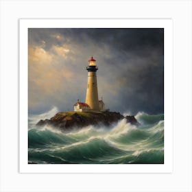 Lighthouse oil painting #2 Art Print