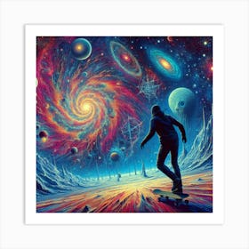 Skateboarder In Space 1 Art Print