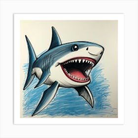 Shark Drawing 13 Art Print