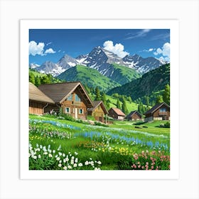 Village In The Mountains 12 Art Print