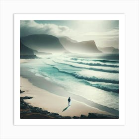 Man Walking On The Beach 2 Art Print