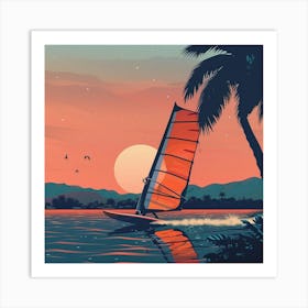 Sunset Sailboat Art Print