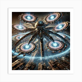 A Sci Fi Scene Showcasing Orbitron, The Cosmic Enf Art Print