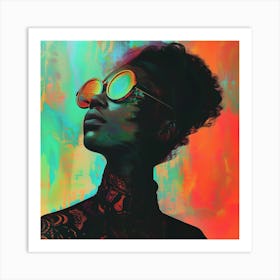 Portrait Of A Woman With Sunglasses Art Print