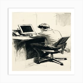 Man Working At A Desk Art Print