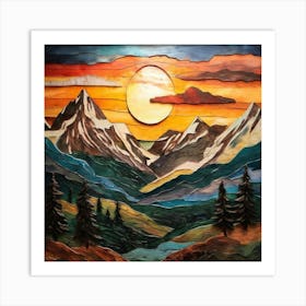 Sunset In The Mountains 1 Art Print