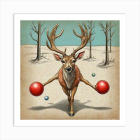 Deer With Balls Art Print