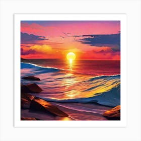 Sunset On The Beach 123 Art Print