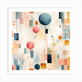 Abstract Watercolour Shapes Art Print