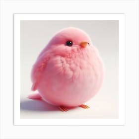 Fluffy pink bird Art Print