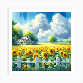 Sunflowers In The Field 3 Art Print