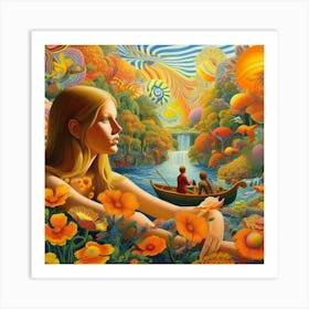 Girl with thee sun Art Print