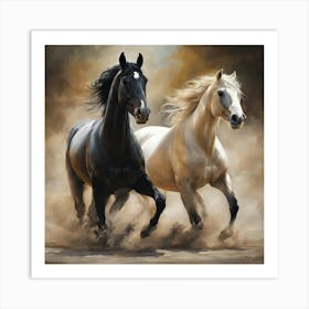 Two Horses Running Art Print