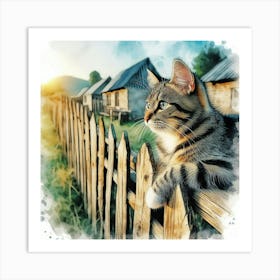 Watercolor Of A Cat Art Print