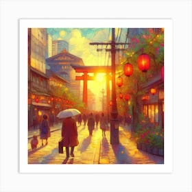 Asian Street Scene Art Print