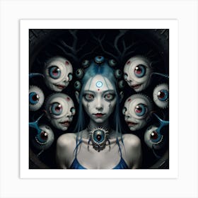 Kreepy blue girl Art Print