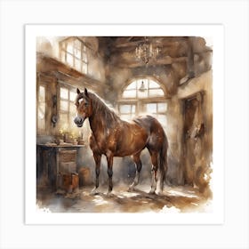 Highland Stable A Stallion Waits Art Print