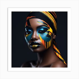 African Woman With Colorful Makeup Art Print