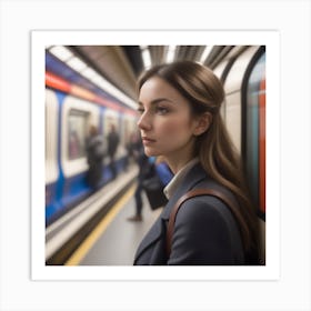 Portrait Of A Young Woman On A Train Art Print