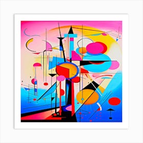 Abstract Painting, A colorful poster with a lot of different shapes and shapes Art Print