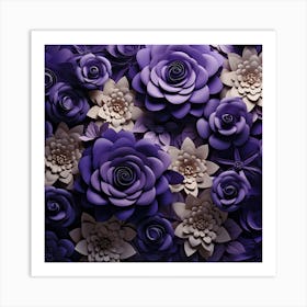 Purple Paper Flowers Art Print