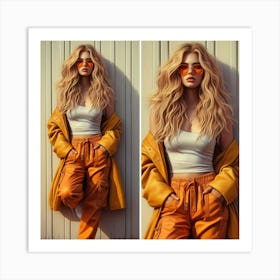 Girl In Orange Pants Art Print