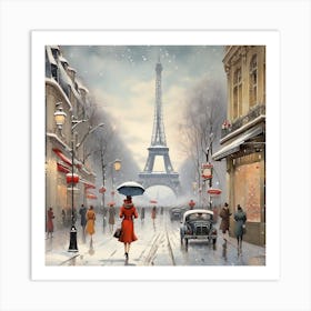 Winter In Paris , painting art Art Print