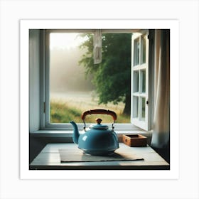 Tea Kettle In The Window 1 Art Print