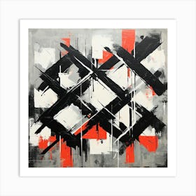 Abstract Painting, Produce A Monochromatic Abstract Artwork Overlapping Squares And Rectangles 2 Art Print