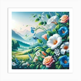 Flowers In The Mountains Art Print