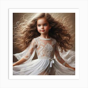 Little Girl In White Dress Art Print