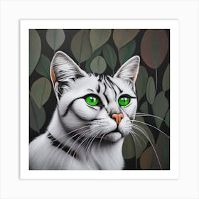 Cat With Green Eyes Art Print