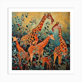 Giraffe Acrylic Style Painting Art Print