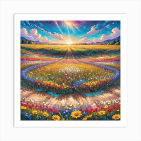 Rainbow Of Flowers Art Print