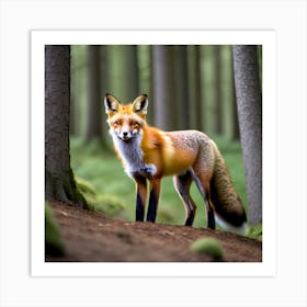 Red Fox In The Forest 14 Art Print