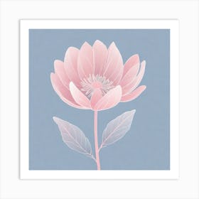 A White And Pink Flower In Minimalist Style Square Composition 594 Art Print