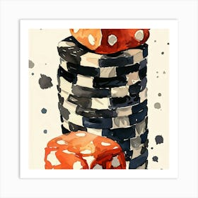 Watercolor Of Poker Chips Art Print