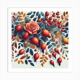 Scandinavian Art, Rosehip berries 2 Art Print