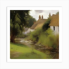 Thatched Cottages Near the Backwater Art Print