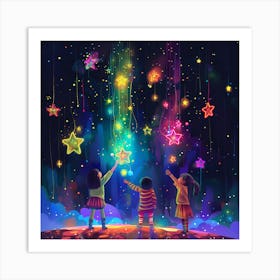 Children Playing With Stars Art Print