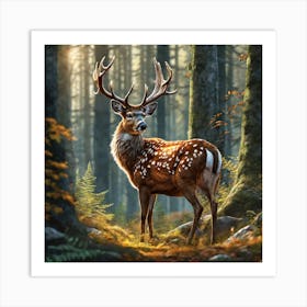 Deer In The Forest 180 Art Print