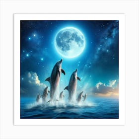 Dolphins Jumping In The Water Art Print