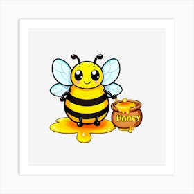 Honey Bee With Honey Art Print