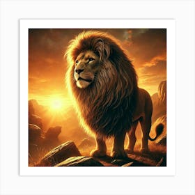 Lion At Sunset 18 Art Print