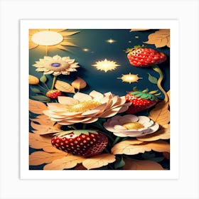 Flowers And Leaves Art Print