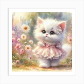 Little Kitten In A Dress Art Print