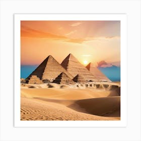 Egyptian Pyramids At Sunset Art Print