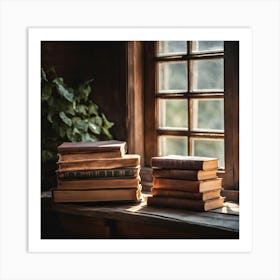 Books On A Window Sill Art Print