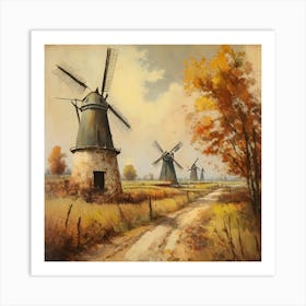 Vintage Oil Painting, Farmhouse Wall Decorations, Vintage Landscape, Printable Wall Art, Vintage Landscape Oil Painting.
.17.Windmills. Art Print